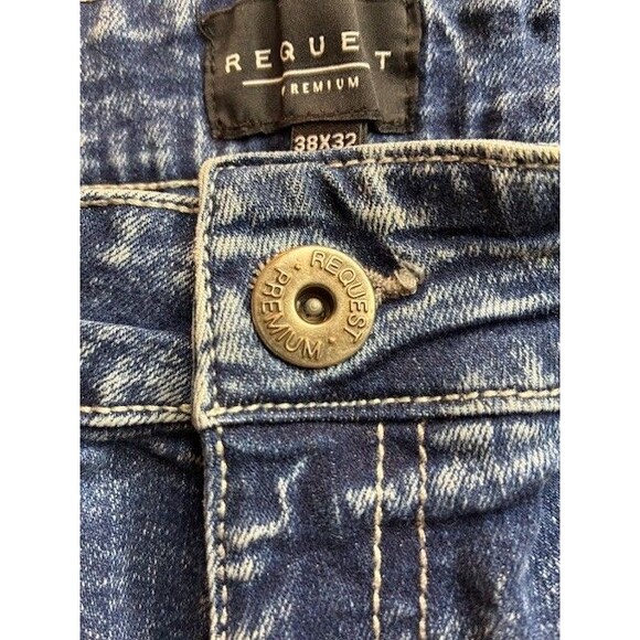 Request Premium Jeans Mens 38x32 Relaxed Fit Ripped Blue Denim Black Label Pants - Picture 4 of 6